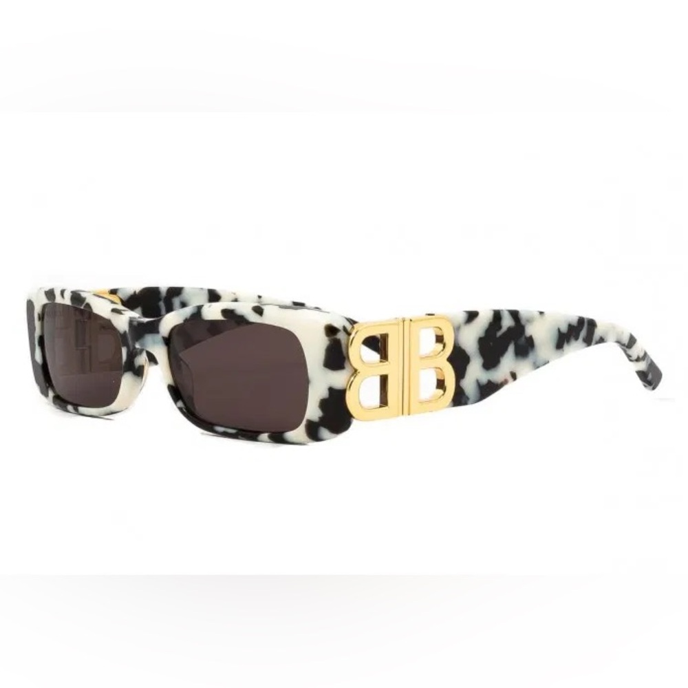 Balenciaga Dynasty 51MM Rectangular Sunglasses BB0096s black/white AUTHENTIC